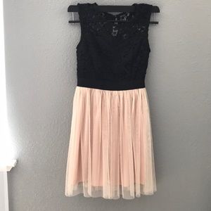Black lace dress with tulle skirt